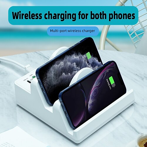 

Wireless Charger Charging Station 12/18 W Output Power 6 Port Wireless Charging Station Multi USB Charger Station Wireless Charger ROHS CE Certified FCC Fast Wireless Charging Lightweight Universal
