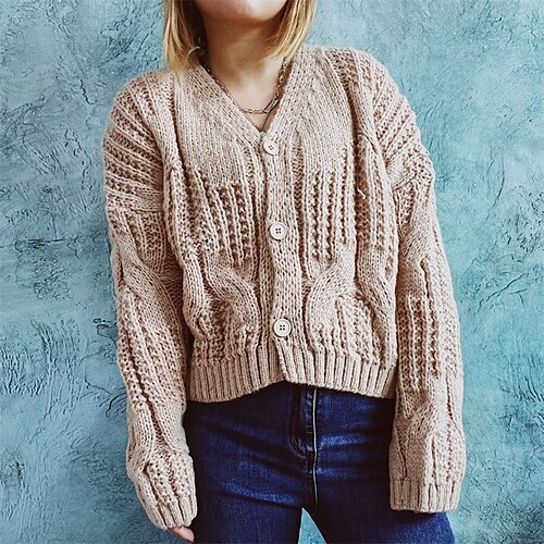 Women's Cardigan Sweater Jumper Chunky Knit Knitted Button Pure Color V Neck Stylish Casual Daily Going out Fall Winter Gray Purple S M L / Long Sleeve
Women's Cardigan Sweater Jumper Chunky Knit Knitted Button Pure Color V Neck Stylish Casual Daily Going out Fall Winter Gray Purple S M L / Long Sleeve