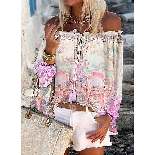 Damen Hemd Bluse Gelb Rosa Blau Graphic mit Schnürung Rüsche Langarm Festtage Wochenende Boho Ethnisch Schulterfrei Standard S
Damen Hemd Bluse Gelb Rosa Blau Graphic mit Schnürung Rüsche Langarm Festtage Wochenende Boho Ethnisch Schulterfrei Standard S