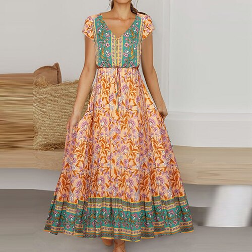 Women's Casual Dress Swing Dress Long Dress Maxi Dress Green Black Purple Short Sleeve Floral Print Spring Summer V Neck Weekend 2022 M L XL XXL
Women's Casual Dress Swing Dress Long Dress Maxi Dress Green Black Purple Short Sleeve Floral Print Spring Summer V Neck Weekend 2022 M L XL XXL