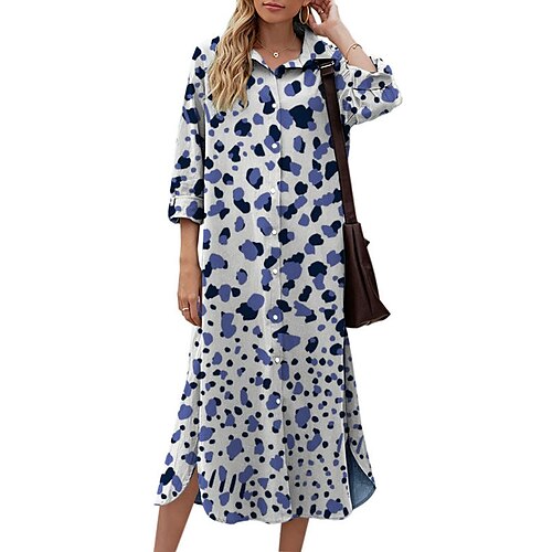 Women's Shift Dress Midi Dress Blue 3/4 Length Sleeve Leopard Button Print Fall Spring Shirt Collar Casual Fashion 2022 S M L XL XXL 3XL
Women's Shift Dress Midi Dress Blue 3/4 Length Sleeve Leopard Button Print Fall Spring Shirt Collar Casual Fashion 2022 S M L XL XXL 3XL