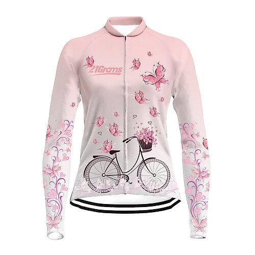 21Grams Women's Cycling Jersey Long Sleeve Bike Top with 3 Rear Pockets Mountain Bike MTB Road Bike Cycling Breathable Quick Dry Moisture Wicking Rosy Pink Butterfly Floral Botanical Spandex Polyester
21Grams Women's Cycling Jersey Long Sleeve Bike Top with 3 Rear Pockets Mountain Bike MTB Road Bike Cycling Breathable Quick Dry Moisture Wicking Rosy Pink Butterfly Floral Botanical Spandex Polyester