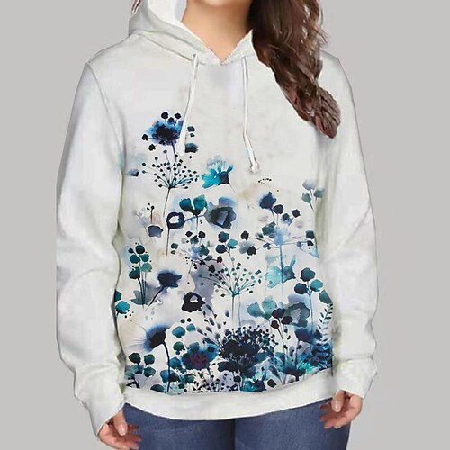 Women's Plus Size Tops Hoodie Sweatshirt Floral Print Long Sleeve Hooded Streetwear Daily Vacation Polyester Fall Winter White
Women's Plus Size Tops Hoodie Sweatshirt Floral Print Long Sleeve Hooded Streetwear Daily Vacation Polyester Fall Winter White