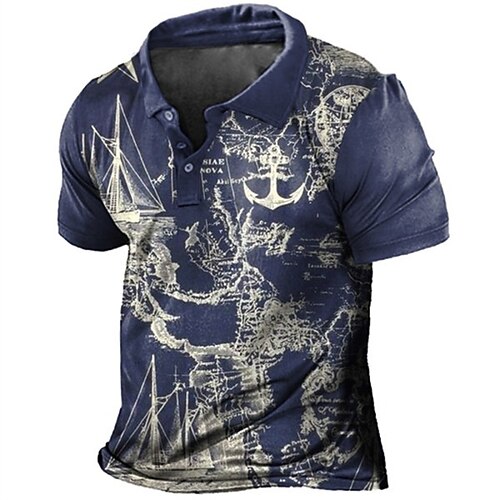 Men's Collar Polo Shirt Golf Shirt Graphic Map Turndown Royal Blue 3D Print Street Daily Short Sleeve 3D Button-Down Clothing Apparel Fashion Casual Breathable Comfortable / Beach
Men's Collar Polo Shirt Golf Shirt Graphic Map Turndown Royal Blue 3D Print Street Daily Short Sleeve 3D Button-Down Clothing Apparel Fashion Casual Breathable Comfortable / Beach