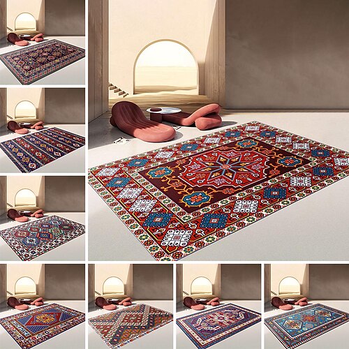 

Bohemian Area Rug ,Persian Distressed Entry Throw Rug Indoor Accent Rug Non-Slip Washable Carpet for Entrance Living Room Bedroom Dining Table