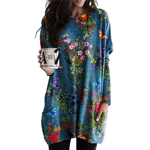 Women's Shift Dress Short Mini Dress Green Blue Wine Long Sleeve Floral Pocket Print Spring Summer Crew Neck Casual Vacation 2022 S M L XL XXL 3XL
Women's Shift Dress Short Mini Dress Green Blue Wine Long Sleeve Floral Pocket Print Spring Summer Crew Neck Casual Vacation 2022 S M L XL XXL 3XL