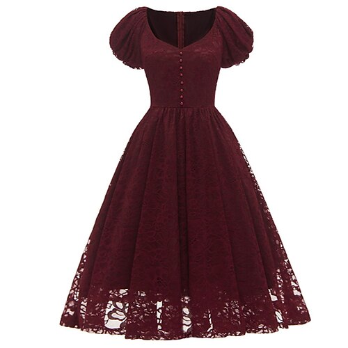 Women's Party Dress Lace Dress Swing Dress Midi Dress Wine Dark Blue Short Sleeve Pure Color Lace Spring Summer V Neck Weekend S M L XL XXL
Women's Party Dress Lace Dress Swing Dress Midi Dress Wine Dark Blue Short Sleeve Pure Color Lace Spring Summer V Neck Weekend S M L XL XXL