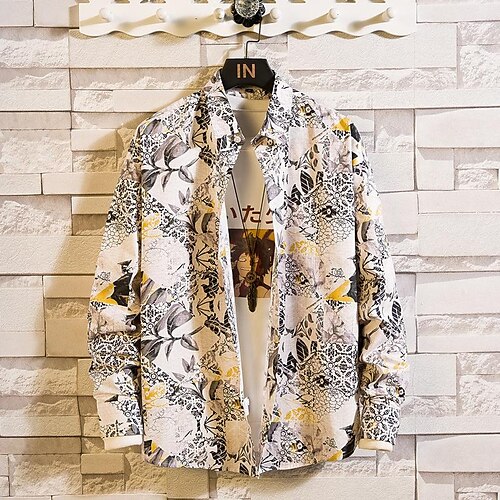 Men's Shirt Holiday Collar Casual Daily Print Long Sleeve Tops Casual Retro Light Yellow White Light Green
Men's Shirt Holiday Collar Casual Daily Print Long Sleeve Tops Casual Retro Light Yellow White Light Green