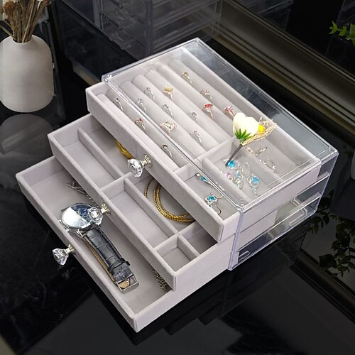new acrylic jewelry storage box 3 pumps 3 layers flannel drawer jewelry box earrings ring storage jewelry box
new acrylic jewelry storage box 3 pumps 3 layers flannel drawer jewelry box earrings ring storage jewelry box