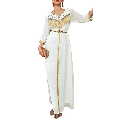 Women's Shift Dress Maxi long Dress White Long Sleeve Solid Color Tassel Fringe Chiffon pearl Fall Summer Round Neck Vacation Muslim Mesh S M L XL XXL
Women's Shift Dress Maxi long Dress White Long Sleeve Solid Color Tassel Fringe Chiffon pearl Fall Summer Round Neck Vacation Muslim Mesh S M L XL XXL