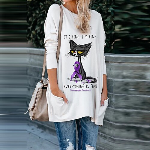 Women's Shift Dress Short Mini Dress White Long Sleeve Cat Letter Animal Pocket Print Fall Spring Crew Neck Casual Vacation 2022 S M L XL XXL 3XL
Women's Shift Dress Short Mini Dress White Long Sleeve Cat Letter Animal Pocket Print Fall Spring Crew Neck Casual Vacation 2022 S M L XL XXL 3XL