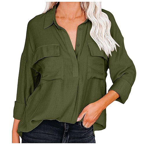 Women's Blouse Plain Daily Weekend Blouse Shirt Long Sleeve Pocket Button Shirt Collar Casual Streetwear Green White Black S
Women's Blouse Plain Daily Weekend Blouse Shirt Long Sleeve Pocket Button Shirt Collar Casual Streetwear Green White Black S