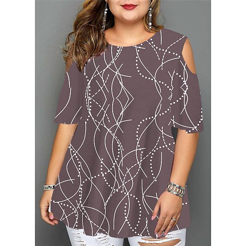 Women's Plus Size Tops Blouse Shirt Geometry Cut Out Print Half Sleeve Crewneck Streetwear Daily Going out Cotton Spandex Jersey Spring Summer Black Blue
Women's Plus Size Tops Blouse Shirt Geometry Cut Out Print Half Sleeve Crewneck Streetwear Daily Going out Cotton Spandex Jersey Spring Summer Black Blue