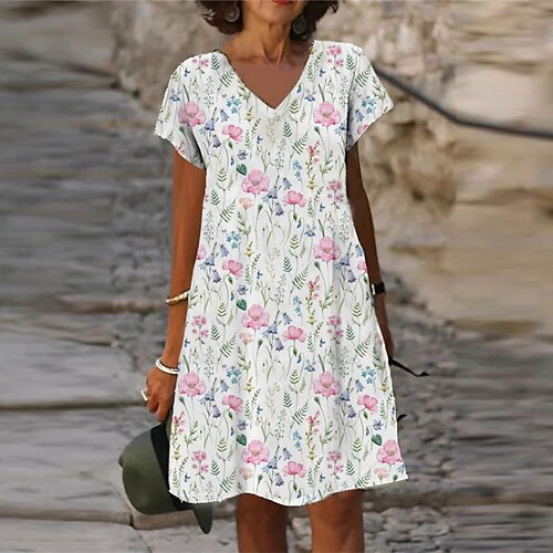 Mulheres Vestido casual Vestido de turno Azul Rosa Manga Curta Floral Imprimir Primavera Verão Decote V 2022 S M L XL XXL 3XL
Mulheres Vestido casual Vestido de turno Azul Rosa Manga Curta Floral Imprimir Primavera Verão Decote V 2022 S M L XL XXL 3XL