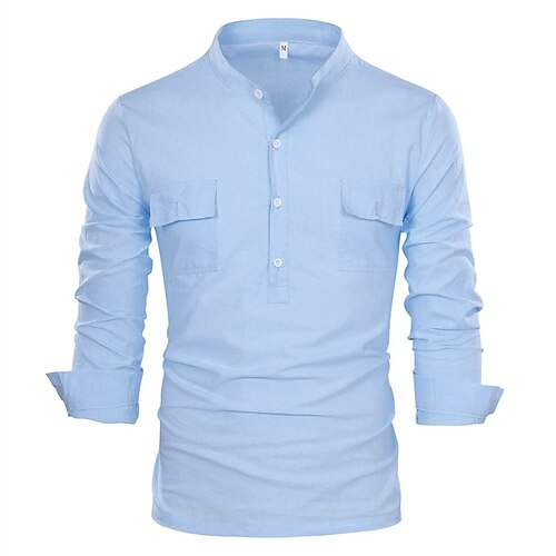 Men's Dress Shirt Solid Colored Stand Collar Light Blue Outdoor Casual Long Sleeve Button-Down Clothing Apparel Fashion Casual Breathable Comfortable / Summer / Spring / Summer
Men's Dress Shirt Solid Colored Stand Collar Light Blue Outdoor Casual Long Sleeve Button-Down Clothing Apparel Fashion Casual Breathable Comfortable / Summer / Spring / Summer