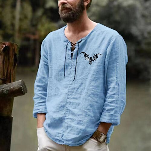 Men's Shirt Graphic Patterned Solid Color Bat V Neck Casual Daily Drawstring Long Sleeve Tops Casual Exaggerated White Black Blue
Men's Shirt Graphic Patterned Solid Color Bat V Neck Casual Daily Drawstring Long Sleeve Tops Casual Exaggerated White Black Blue