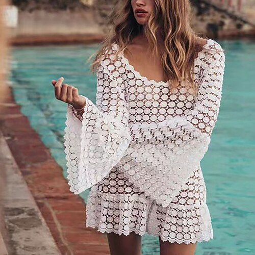 Women's Lace Dress Short Mini Dress White Long Sleeve Solid Color Lace Spring Summer Crew Neck Modern 2022 S M L XL
Women's Lace Dress Short Mini Dress White Long Sleeve Solid Color Lace Spring Summer Crew Neck Modern 2022 S M L XL