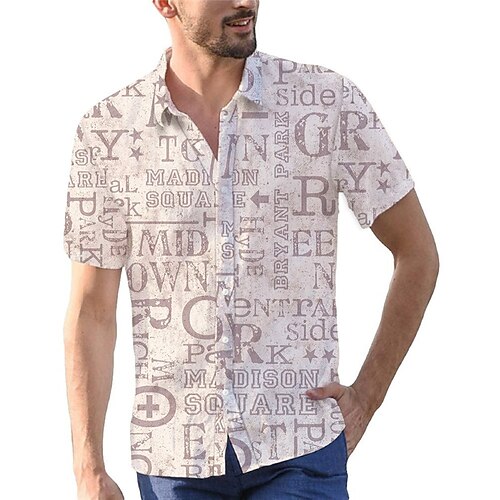 Men's Shirt 3D Print Letter Turndown Street Casual Button-Down Print Short Sleeves Tops Casual Fashion Breathable Khaki / Summer / Spring / Summer
Men's Shirt 3D Print Letter Turndown Street Casual Button-Down Print Short Sleeves Tops Casual Fashion Breathable Khaki / Summer / Spring / Summer