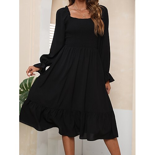 Women's A Line Dress Knee Length Dress Green Black Blue Wine Brown Long Sleeve Solid Color Mesh Spring Summer Square Neck Elegant Fashion Modern Boom Sale Dress S M L XL XXL
Women's A Line Dress Knee Length Dress Green Black Blue Wine Brown Long Sleeve Solid Color Mesh Spring Summer Square Neck Elegant Fashion Modern Boom Sale Dress S M L XL XXL