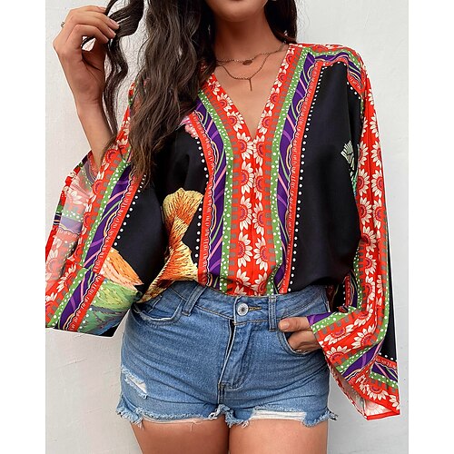 Women's Blouse Floral Daily Weekend Blouse Shirt Long Sleeve Print V Neck Casual Streetwear White Black S / 3D Print
Women's Blouse Floral Daily Weekend Blouse Shirt Long Sleeve Print V Neck Casual Streetwear White Black S / 3D Print