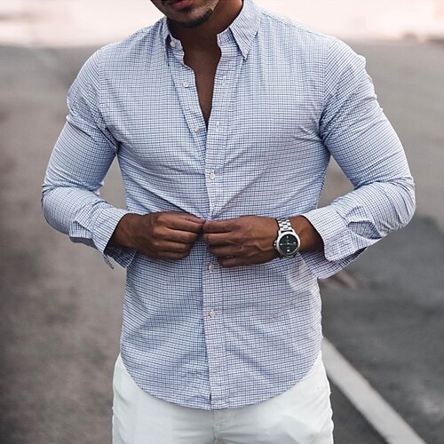 Men's Shirt Plaid / Check Turndown Light Blue Print Street Daily Long Sleeve Button-Down Clothing Apparel Fashion Casual Comfortable / Beach
Men's Shirt Plaid / Check Turndown Light Blue Print Street Daily Long Sleeve Button-Down Clothing Apparel Fashion Casual Comfortable / Beach