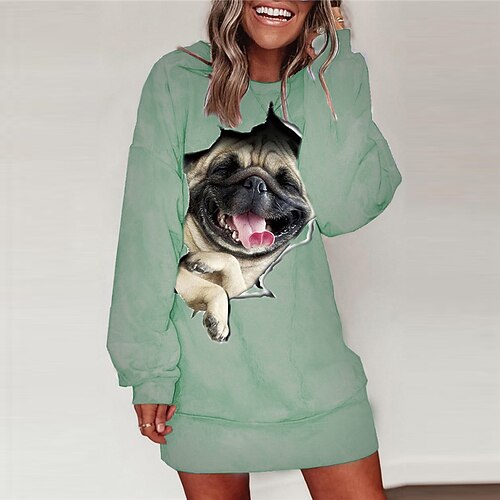 Women's Shift Dress Short Mini Dress Green White Gray Long Sleeve Animal Print Fall Spring Round Neck Casual 2022 S M L XL XXL 3XL
Women's Shift Dress Short Mini Dress Green White Gray Long Sleeve Animal Print Fall Spring Round Neck Casual 2022 S M L XL XXL 3XL
