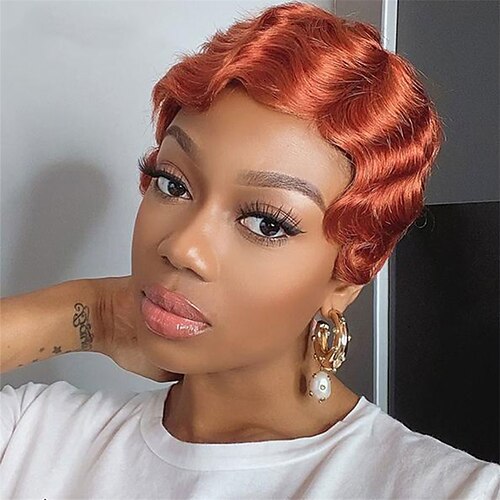 

Remy Human Hair Wig Short Body Wave Pixie Cut Side Part Blonde Brown Natural Cool Designers Natural Hairline Capless Brazilian Hair Women's Natural Black #1B Medium Auburn#30 Dark Auburn#33 4 inch