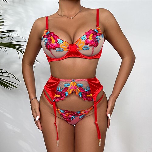 Women's Sexy Lingerie Lingerie Set 3 Pieces Flower Lovers Hot Home Valentine's Day Polyester Straps Sleeveless Backless Spring Summer Blue Red
Women's Sexy Lingerie Lingerie Set 3 Pieces Flower Lovers Hot Home Valentine's Day Polyester Straps Sleeveless Backless Spring Summer Blue Red