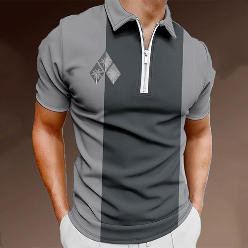 Men's Collar Polo Shirt Golf Shirt Quarter Zip Polo Color Block Turndown Dark Gray Print Street Daily Short Sleeve Zipper Print Clothing Apparel Fashion Casual Breathable Comfortable / Beach
Men's Collar Polo Shirt Golf Shirt Quarter Zip Polo Color Block Turndown Dark Gray Print Street Daily Short Sleeve Zipper Print Clothing Apparel Fashion Casual Breathable Comfortable / Beach