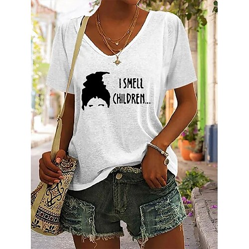 Women's T shirt Tee Graphic Patterned Letter Halloween Casual Daily T shirt Tee Short Sleeve Print V Neck Basic Green White Black S
Women's T shirt Tee Graphic Patterned Letter Halloween Casual Daily T shirt Tee Short Sleeve Print V Neck Basic Green White Black S