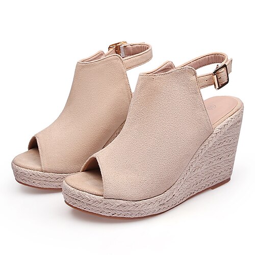 Women's Sandals Wedge Sandals Espadrilles Wedge Heel Peep Toe Elegant Casual Daily Office Faux Leather Buckle Spring Summer Solid Colored Almond Black
Women's Sandals Wedge Sandals Espadrilles Wedge Heel Peep Toe Elegant Casual Daily Office Faux Leather Buckle Spring Summer Solid Colored Almond Black