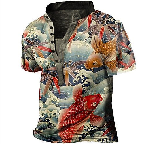 Men's Henley Shirt Tee T shirt Tee 3D Print Graphic Patterned Fish Plus Size Stand Collar Daily Sports Button-Down Print Short Sleeve Tops Designer Basic Casual Big and Tall Red / Summer / Summer
Men's Henley Shirt Tee T shirt Tee 3D Print Graphic Patterned Fish Plus Size Stand Collar Daily Sports Button-Down Print Short Sleeve Tops Designer Basic Casual Big and Tall Red / Summer / Summer