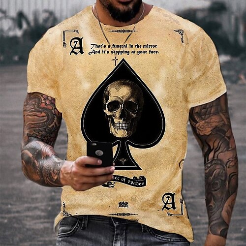 Men's T shirt Tee 3D Print Graphic Prints Poker Crew Neck Street Casual 3D Print Short Sleeve Tops Fashion Breathable Comfortable Big and Tall Khaki / Summer / Spring / Summer
Men's T shirt Tee 3D Print Graphic Prints Poker Crew Neck Street Casual 3D Print Short Sleeve Tops Fashion Breathable Comfortable Big and Tall Khaki / Summer / Spring / Summer