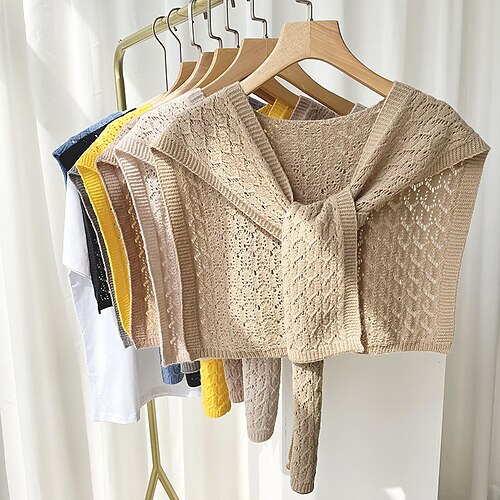 Solid Color Neck Guard Scarve Winter Knit Hollow Warm Shawl Women Blouse Shoulder Fake Collar Cape Knotted Scarf
Solid Color Neck Guard Scarve Winter Knit Hollow Warm Shawl Women Blouse Shoulder Fake Collar Cape Knotted Scarf