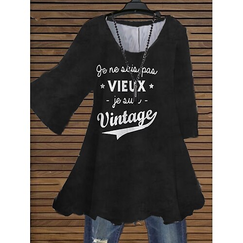 Women's Plus Size Tops Blouse Shirt Letter Print 3/4 Length Sleeve Crewneck Streetwear Daily Holiday Cotton Spandex Jersey Fall Winter Black Gray
Women's Plus Size Tops Blouse Shirt Letter Print 3/4 Length Sleeve Crewneck Streetwear Daily Holiday Cotton Spandex Jersey Fall Winter Black Gray