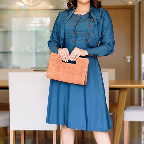 Mulheres Conjunto de vestido Vestido De Duas Peças Vestido Jeans Azul Azul Escuro Manga Longa Cor imaculada Franzido Inverno Outono Gola Redonda Maduro Ajuste Largo 2022 S M L XL XXL
Mulheres Conjunto de vestido Vestido De Duas Peças Vestido Jeans Azul Azul Escuro Manga Longa Cor imaculada Franzido Inverno Outono Gola Redonda Maduro Ajuste Largo 2022 S M L XL XXL