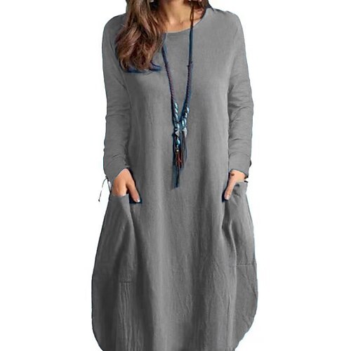 Women's Loungewear Dress Nighty Pure Color Simple Comfort Home Daily Linen Crew Neck Pocket Fall Winter White Black
Women's Loungewear Dress Nighty Pure Color Simple Comfort Home Daily Linen Crew Neck Pocket Fall Winter White Black