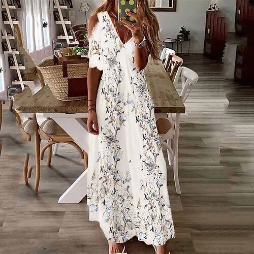 Women's Swing Dress Maxi long Dress Beige Short Sleeve Floral Cold Shoulder Print Spring Summer V Neck Stylish Casual Vacation Loose 2022 S M L XL XXL 3XL
Women's Swing Dress Maxi long Dress Beige Short Sleeve Floral Cold Shoulder Print Spring Summer V Neck Stylish Casual Vacation Loose 2022 S M L XL XXL 3XL