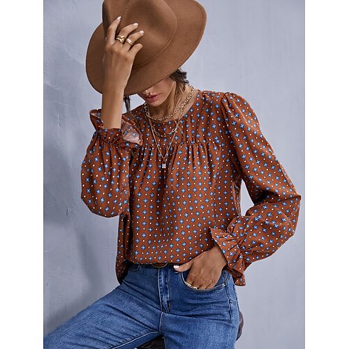 Damen Hemd Bluse Braun Punkt Bedruckt Langarm B¨¹ro Arbeit Strassenmode Brautkleider schlicht Rundhalsausschnitt Standard S
Damen Hemd Bluse Braun Punkt Bedruckt Langarm B¨¹ro Arbeit Strassenmode Brautkleider schlicht Rundhalsausschnitt Standard S