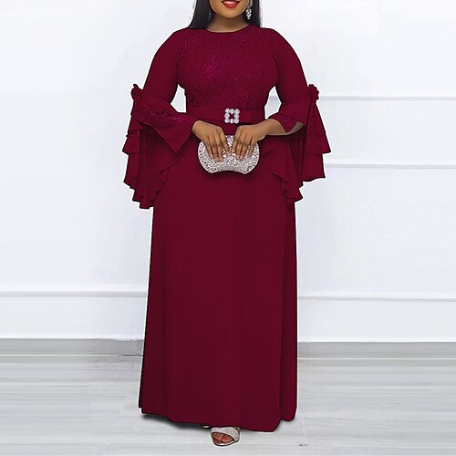 Women's Plus Size Semi Formal Dress Solid Color Round Neck 3/4 Length Sleeve Fall Spring Work Formal Maxi long Dress Daily Vacation Dress
Women's Plus Size Semi Formal Dress Solid Color Round Neck 3/4 Length Sleeve Fall Spring Work Formal Maxi long Dress Daily Vacation Dress