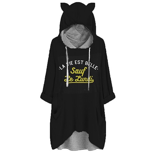 Women's Shift Dress Short Mini Dress Black Long Sleeve Letter Pocket Print Fall Spring Hooded Casual 2022 S M L XL XXL 3XL
Women's Shift Dress Short Mini Dress Black Long Sleeve Letter Pocket Print Fall Spring Hooded Casual 2022 S M L XL XXL 3XL