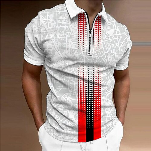 Men's Collar Polo Shirt Golf Shirt Geometry Turndown Gray 3D Print Outdoor Street Short Sleeves Zipper Print Clothing Apparel Fashion Designer Casual Breathable / Summer / Spring / Summer
Men's Collar Polo Shirt Golf Shirt Geometry Turndown Gray 3D Print Outdoor Street Short Sleeves Zipper Print Clothing Apparel Fashion Designer Casual Breathable / Summer / Spring / Summer