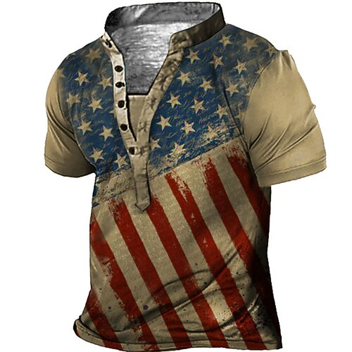 Men's Henley Shirt Tee T shirt Tee 3D Print Graphic Patterned National Flag Plus Size Stand Collar Daily Sports Button-Down Print Short Sleeve Tops Designer Basic Casual Big and Tall Khaki / Summer
Men's Henley Shirt Tee T shirt Tee 3D Print Graphic Patterned National Flag Plus Size Stand Collar Daily Sports Button-Down Print Short Sleeve Tops Designer Basic Casual Big and Tall Khaki / Summer