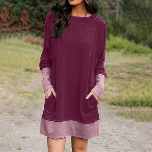 Women's Shift Dress Short Mini Dress Green Blue Gray Wine Khaki Dark Gray Long Sleeve Color Block Pocket Fall Winter Crew Neck Casual Modern 2022 S M L XL XXL 3XL 4XL 5XL
Women's Shift Dress Short Mini Dress Green Blue Gray Wine Khaki Dark Gray Long Sleeve Color Block Pocket Fall Winter Crew Neck Casual Modern 2022 S M L XL XXL 3XL 4XL 5XL