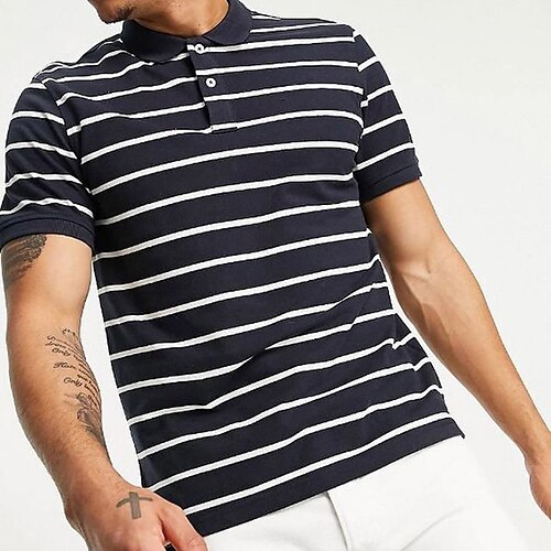 Men's Collar Polo Shirt Golf Shirt Striped Turndown Black Outdoor Street Short Sleeve Button-Down Clothing Apparel Fashion Breathable Comfortable / Summer / Spring / Summer
Men's Collar Polo Shirt Golf Shirt Striped Turndown Black Outdoor Street Short Sleeve Button-Down Clothing Apparel Fashion Breathable Comfortable / Summer / Spring / Summer