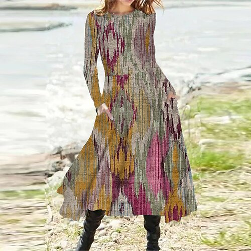 Women's A Line Dress Midi Dress Blue Khaki Light Blue Long Sleeve Geometric Pocket Print Fall Spring Round Neck Casual Vacation 2022 S M L XL XXL 3XL
Women's A Line Dress Midi Dress Blue Khaki Light Blue Long Sleeve Geometric Pocket Print Fall Spring Round Neck Casual Vacation 2022 S M L XL XXL 3XL