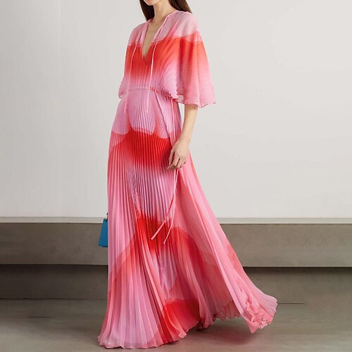 Women's Swing Dress Maxi long Dress Pink Half Sleeve Color Gradient Pleated Spring Summer V Neck Stylish Modern 2022 S M L XL XXL
Women's Swing Dress Maxi long Dress Pink Half Sleeve Color Gradient Pleated Spring Summer V Neck Stylish Modern 2022 S M L XL XXL