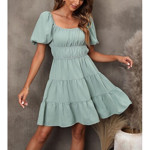 Women's Sheath Dress Short Mini Dress Light Green Short Sleeve Pure Color Ruched Fall Summer U Neck Romantic 2022 S M L XL
Women's Sheath Dress Short Mini Dress Light Green Short Sleeve Pure Color Ruched Fall Summer U Neck Romantic 2022 S M L XL