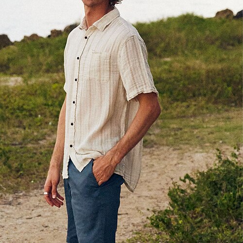 Men's Shirt Striped Turndown Street Daily Button-Down Short Sleeve Tops Designer Casual Fashion Comfortable White
Men's Shirt Striped Turndown Street Daily Button-Down Short Sleeve Tops Designer Casual Fashion Comfortable White