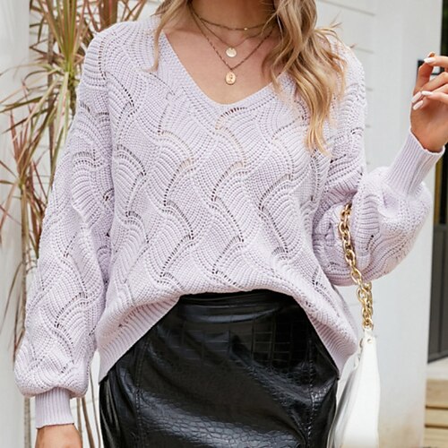 Women's Pullover Sweater Jumper Ribbed Cable Knit Knitted Pure Color V Neck Stylish Casual Daily Holiday Fall Winter Green Blue S M L / Long Sleeve / Regular Fit / Cotton
Women's Pullover Sweater Jumper Ribbed Cable Knit Knitted Pure Color V Neck Stylish Casual Daily Holiday Fall Winter Green Blue S M L / Long Sleeve / Regular Fit / Cotton